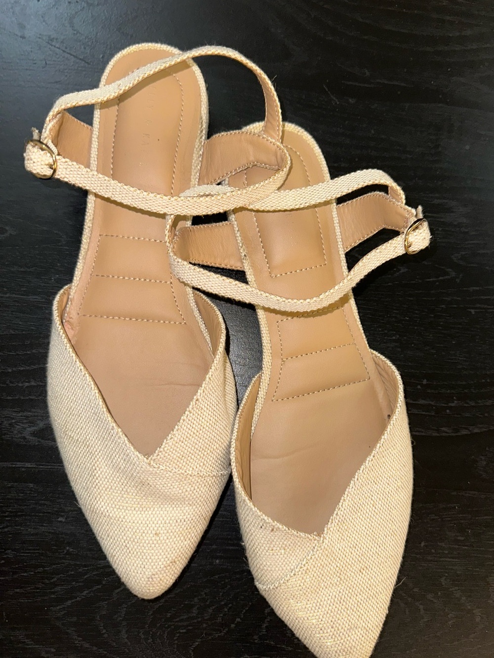 Kelly & Katie Cream Pointed Ankle-Strap Flats
